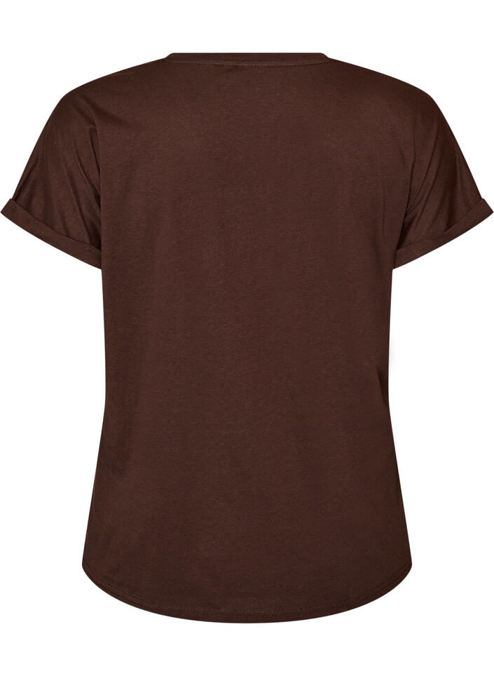 Katoenen T-shirt met bloemenprint, Bruin, Packshot image number 1