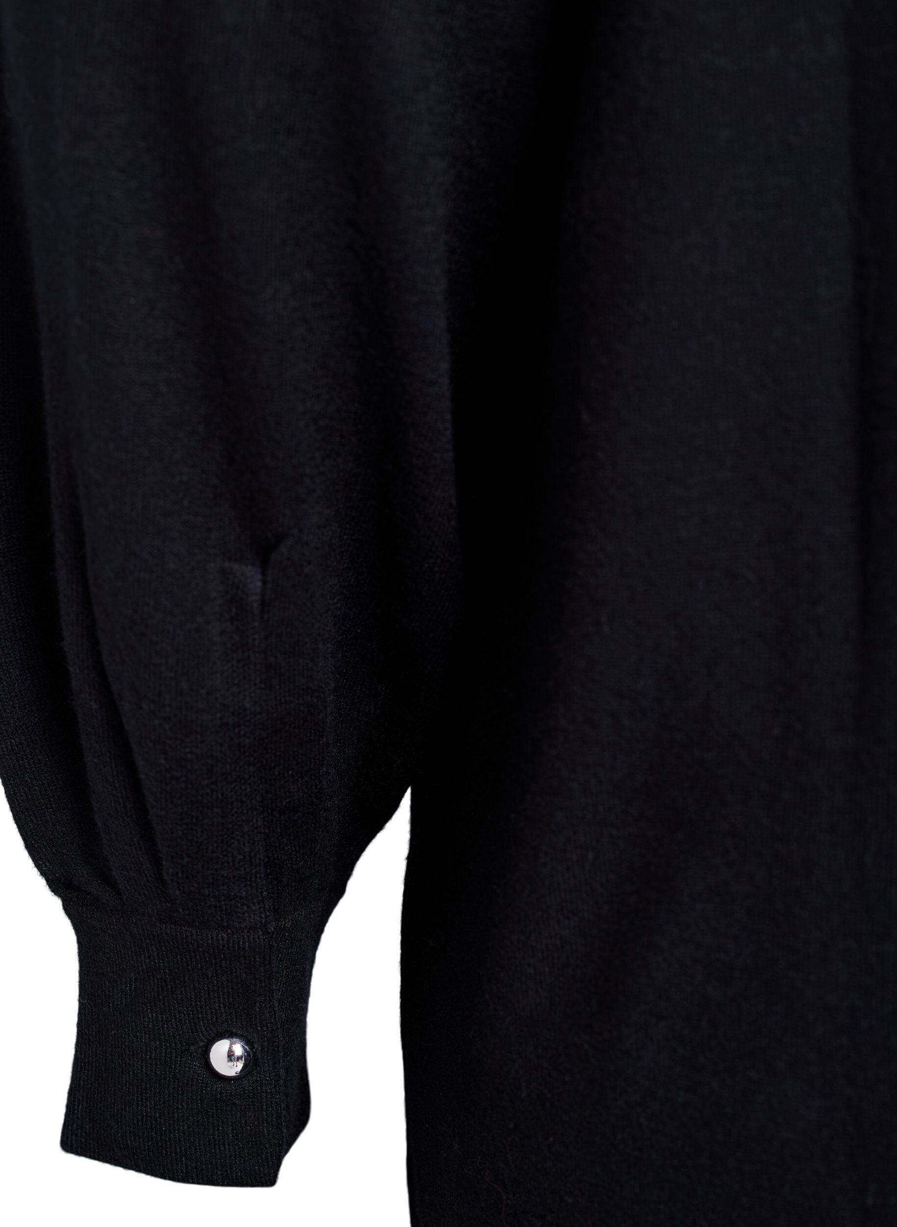 Zizzi Korte gebreide jurk met raglanmouwen, Zwart, Packshot image number 3