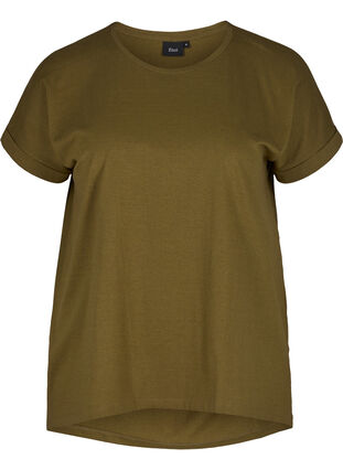 T-shirt met mix van katoen, Dark Olive Mel., Packshot image number 0