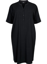 FLASH - Midi jurk met korte mouwen in katoen, Black
