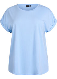 T-shirt met korte mouwen in een katoenmix, Blauw