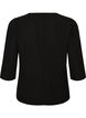 Blouse met asymmetrische drapering en 3/4-mouwen, Zwart, Packshot image number 1