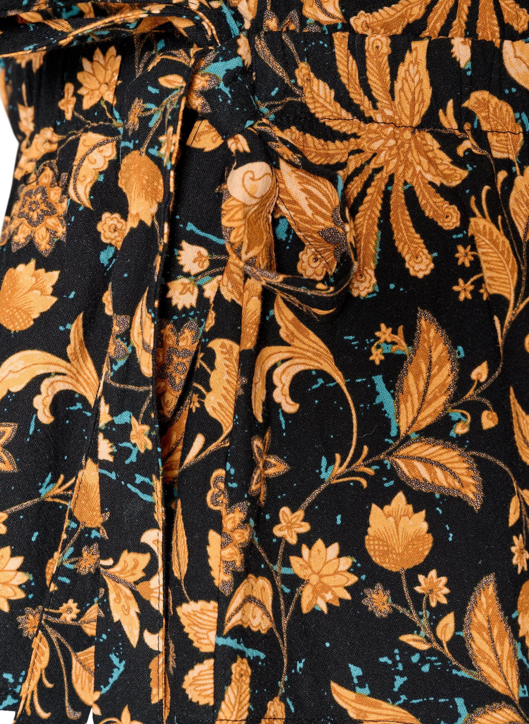 ZizziKatoenen blouse met bloemenprint en striksluiting, Oranje, Packshot image number 3