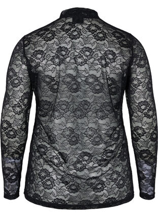 Kanten blouse met lange mouwen, Black Lace, Packshot image number 1