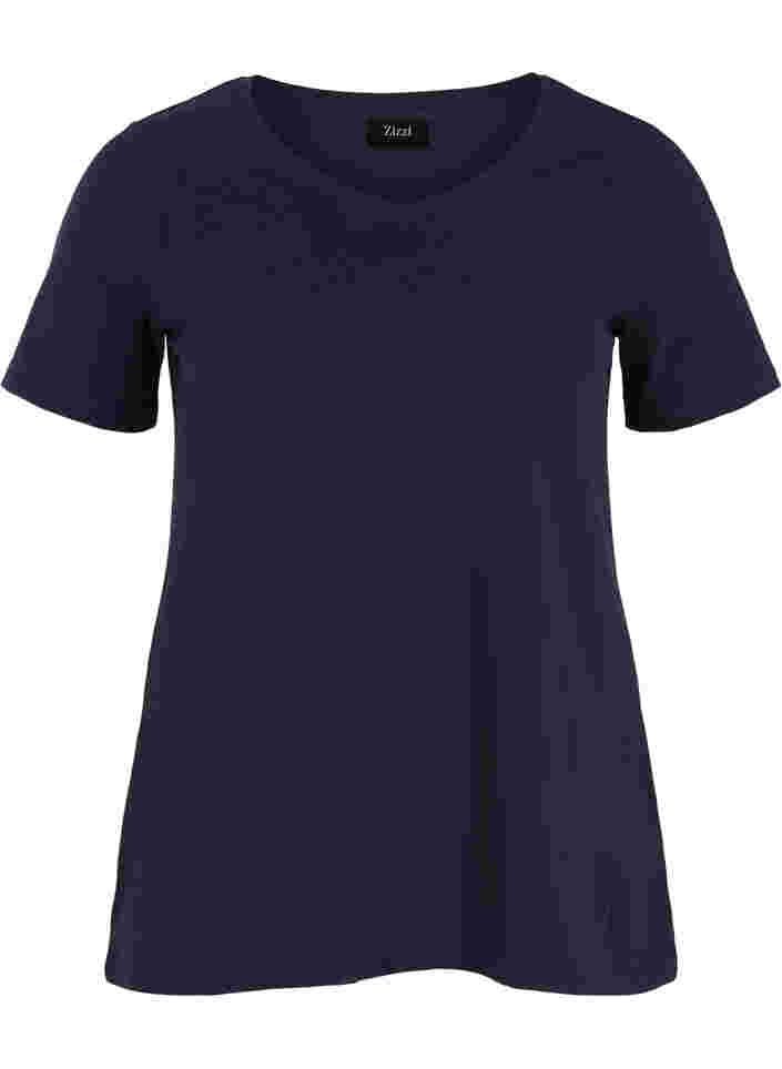 Basic t-shirt in effen kleur met katoen, Night Sky, Packshot image number 0