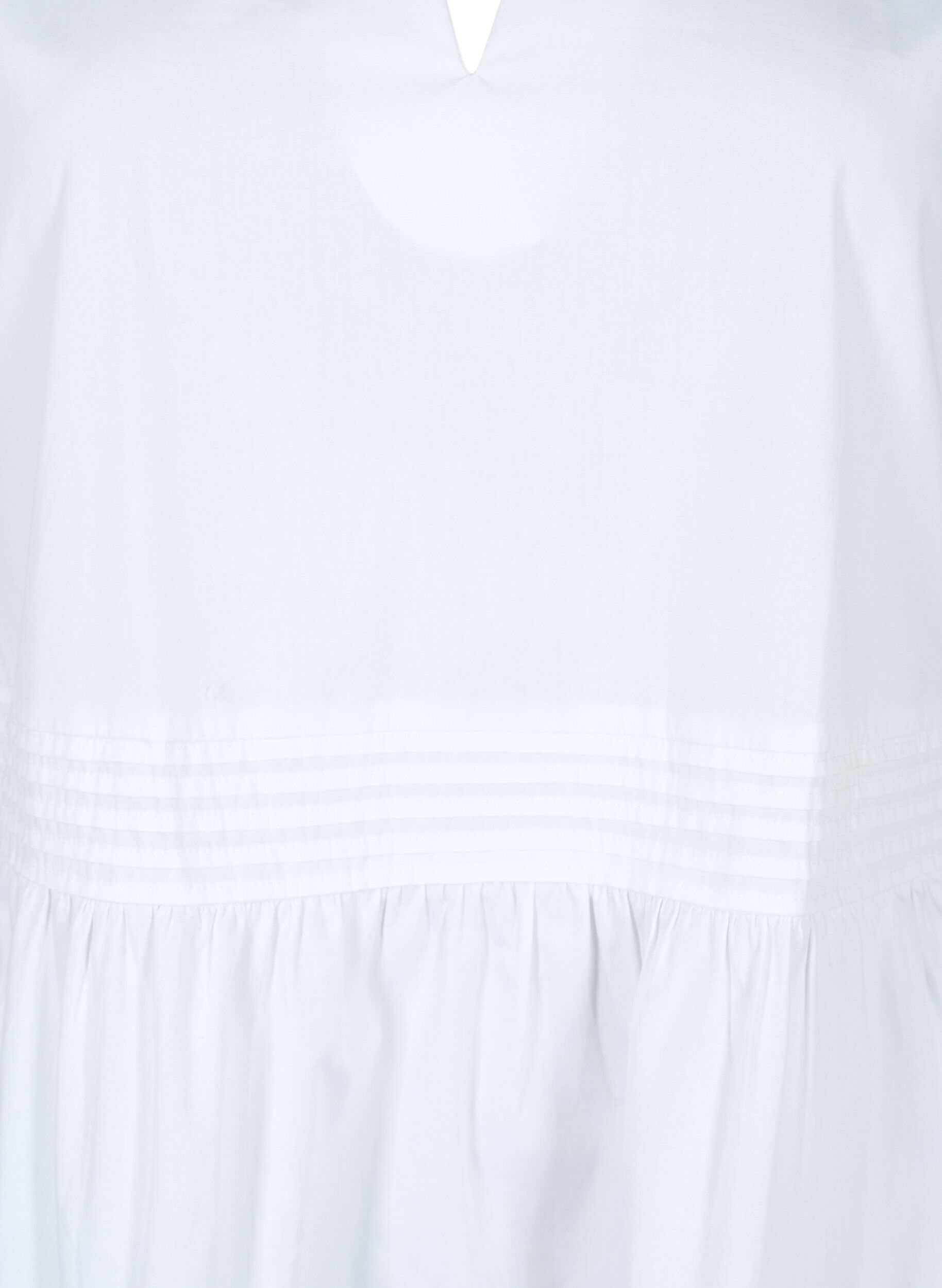 Zizzi Mouwloze top met pin-tuck en ruches, Wit, Packshot image number 2