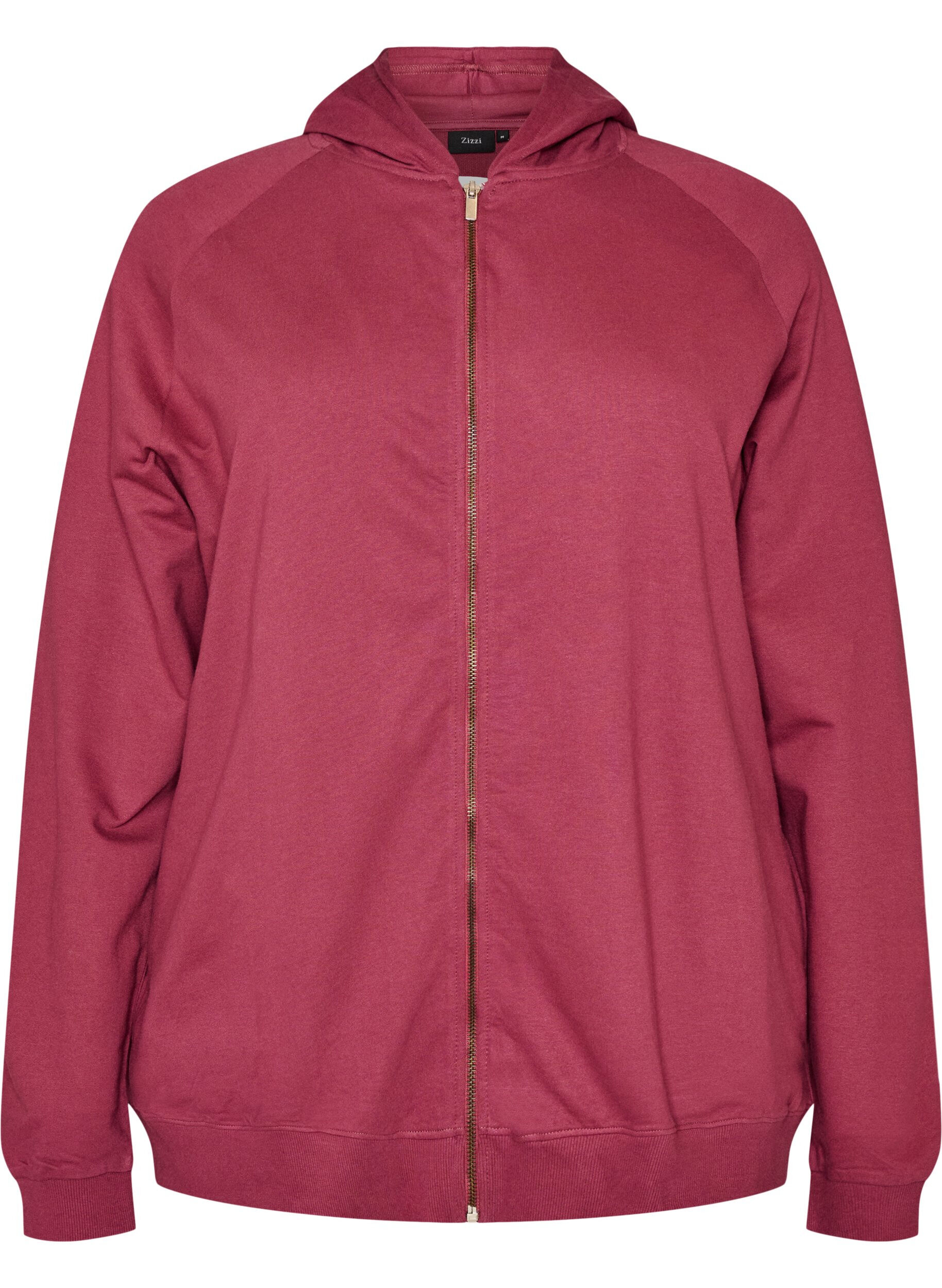 ZizziHoodie met ritssluiting en achterkant print, Rood, Packshot image number 0