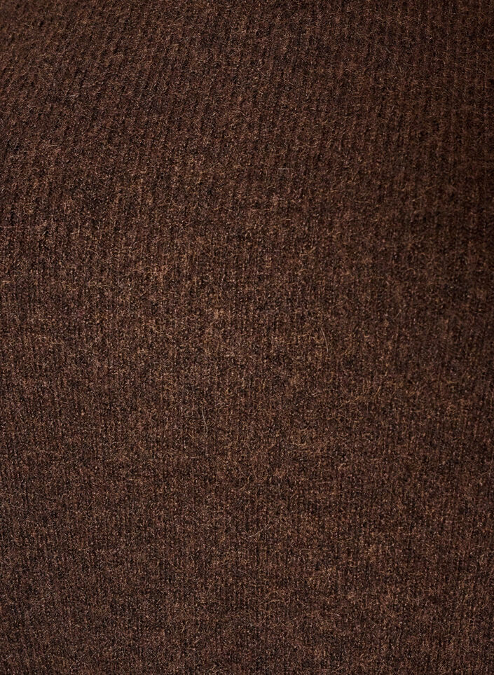 Gem&ecirc;leerde gebreide blouse met ronde hals, Bruin, Packshot image number 2