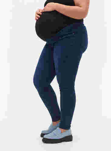 Zwangerschaps jeggings in katoenmix, Dark blue denim, Model image number 1
