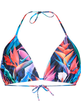 Driehoekige bikinitop met print, Bright Leaf, Packshot image number 0
