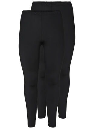 2-pack basic leggings, Black / Black, Packshot image number 0