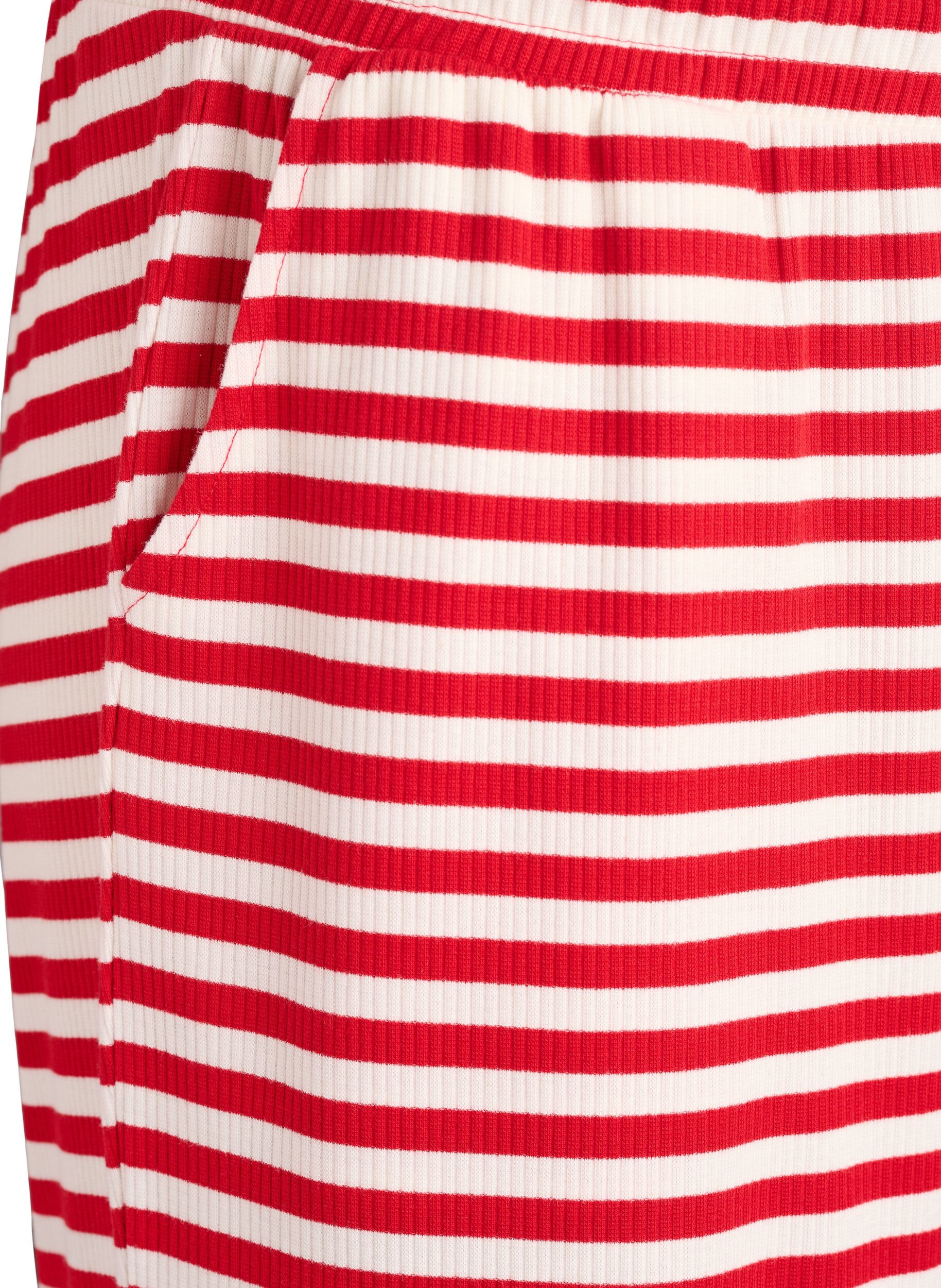 ZizziGestreepte pyjamabroek met een high waist en wijde pijpen, Rood, Packshot image number 2