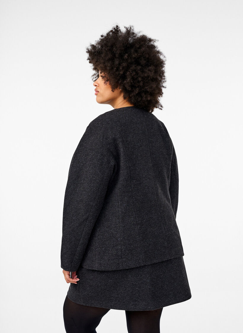 Korte rok met A-snit, Dark Grey Melange, Model image number 1