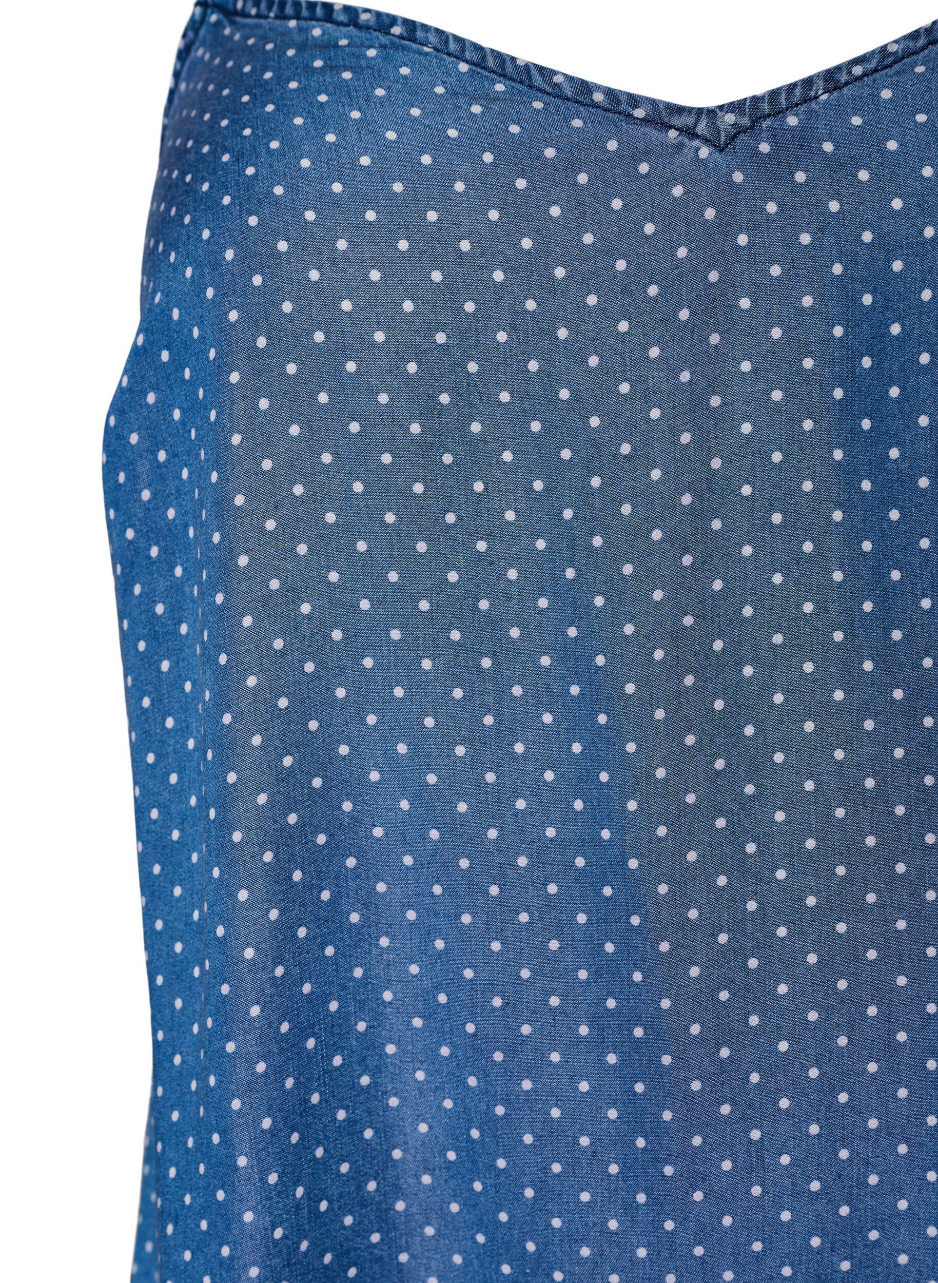 Zizzi Knielange jurk met bandjes in TENCEL&trade; Lyocell met een denimlook, Blauw, Packshot image number 2