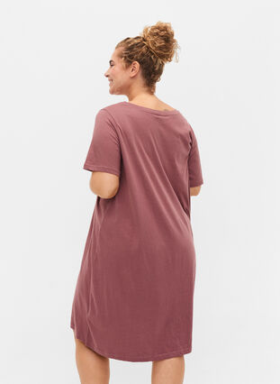Katoenen nachthemd met print, Rose Brown w. Heart, Model image number 1