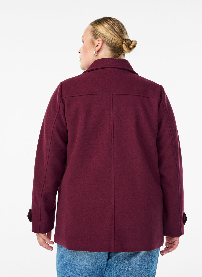 Korte jas met dubbele knoopsluiting, Rood, Model image number 1