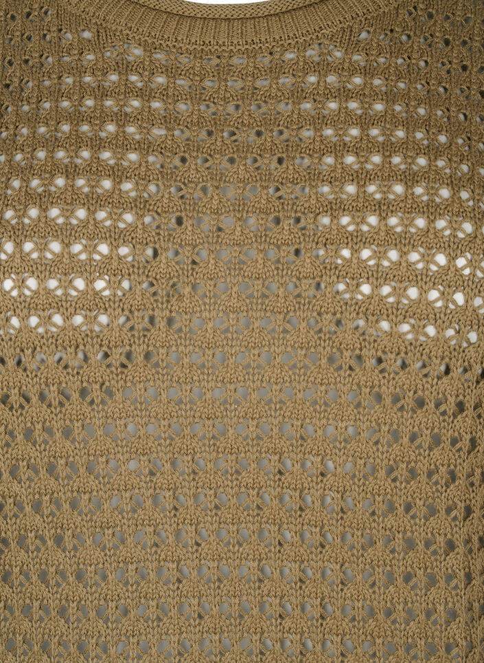 Gebreide blouse met gaatjespatroon, Dusky Green, Packshot image number 2