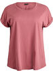 T-shirt met korte mouwen in een katoenmix, Roze, Packshot image number 0