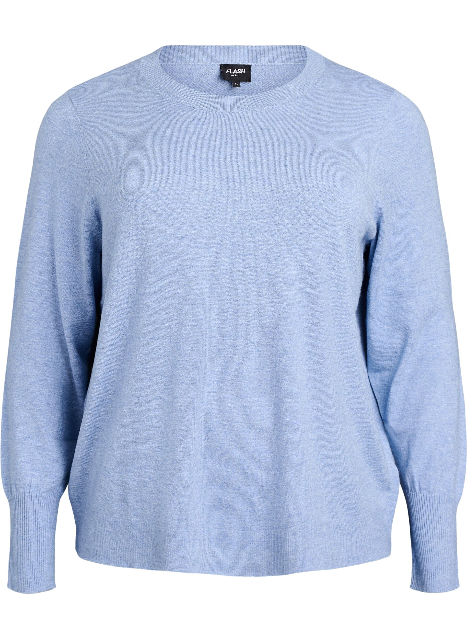 ZizziGebreide blouse met ronde hals, Blauw, Packshot image number 0