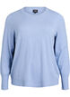 Gebreide blouse met ronde hals, Blauw, Packshot image number 0