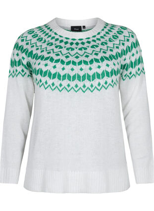 Gebreide blouse met jacquardpatroon, Jolly Green Comb, Packshot image number 0