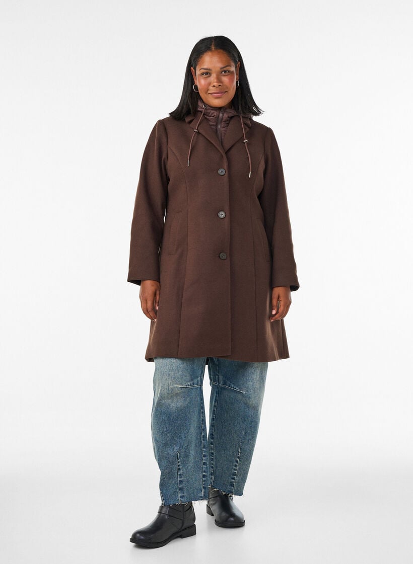 Jas met afneembare gewatteerde inzet, Bruin, Model image number 1