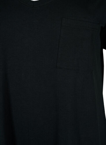 Katoenen jurk met korte mouwen en split, Black, Packshot image number 2