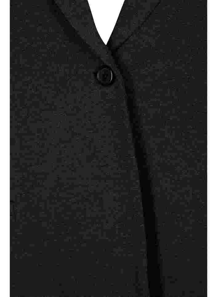 Basic blazer met knoop en sierzakken, Dark Grey Melange, Packshot image number 2