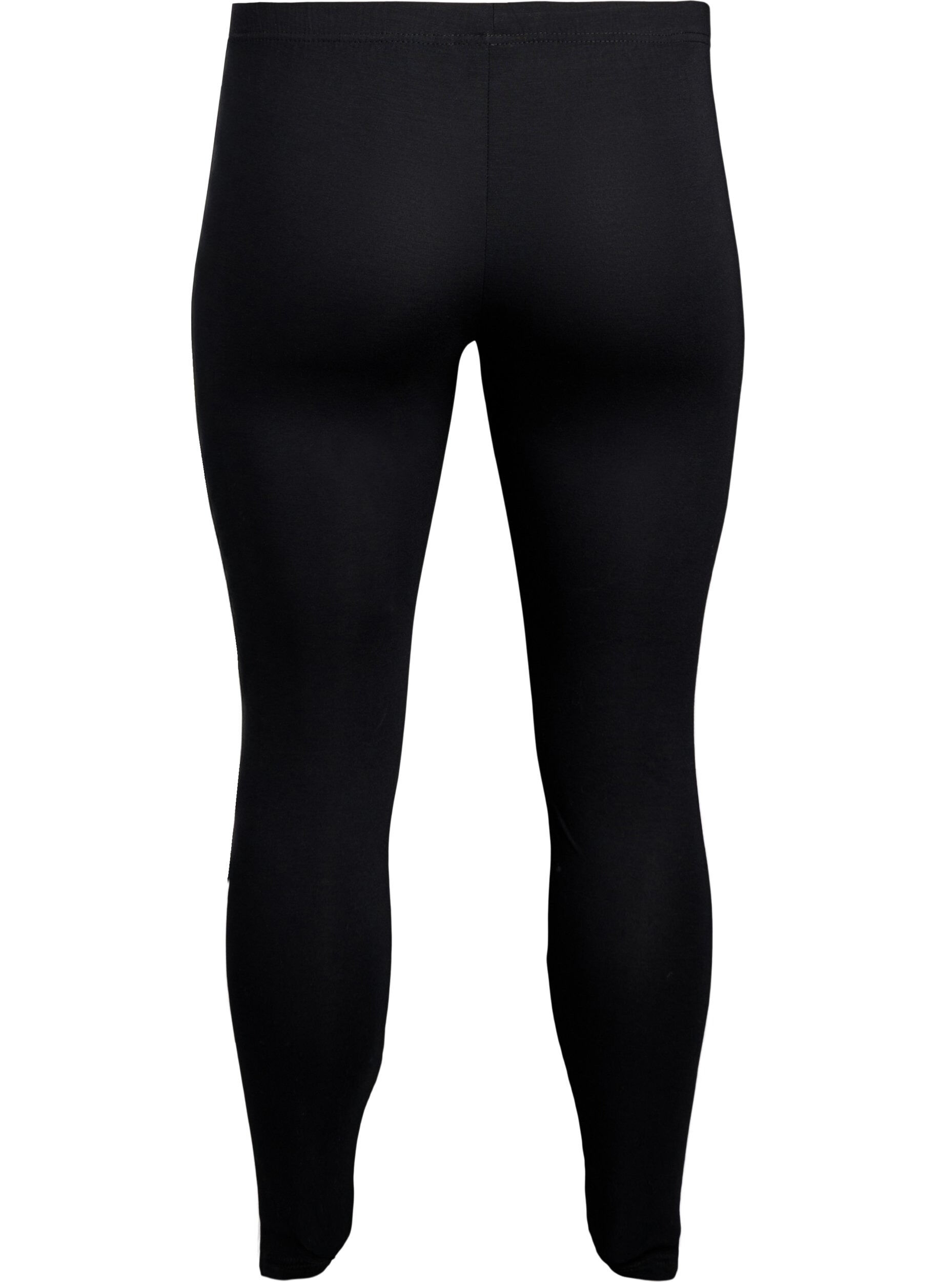 Zizzi Viscose leggings met strepen aan de zijkant, Black W. Stripe, Packshot image number 1