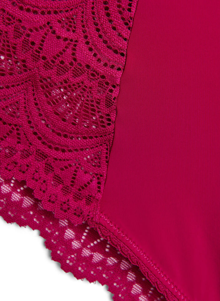 Microfiber Braziliaanse slip met kanten details, Boysenberry, Packshot image number 3
