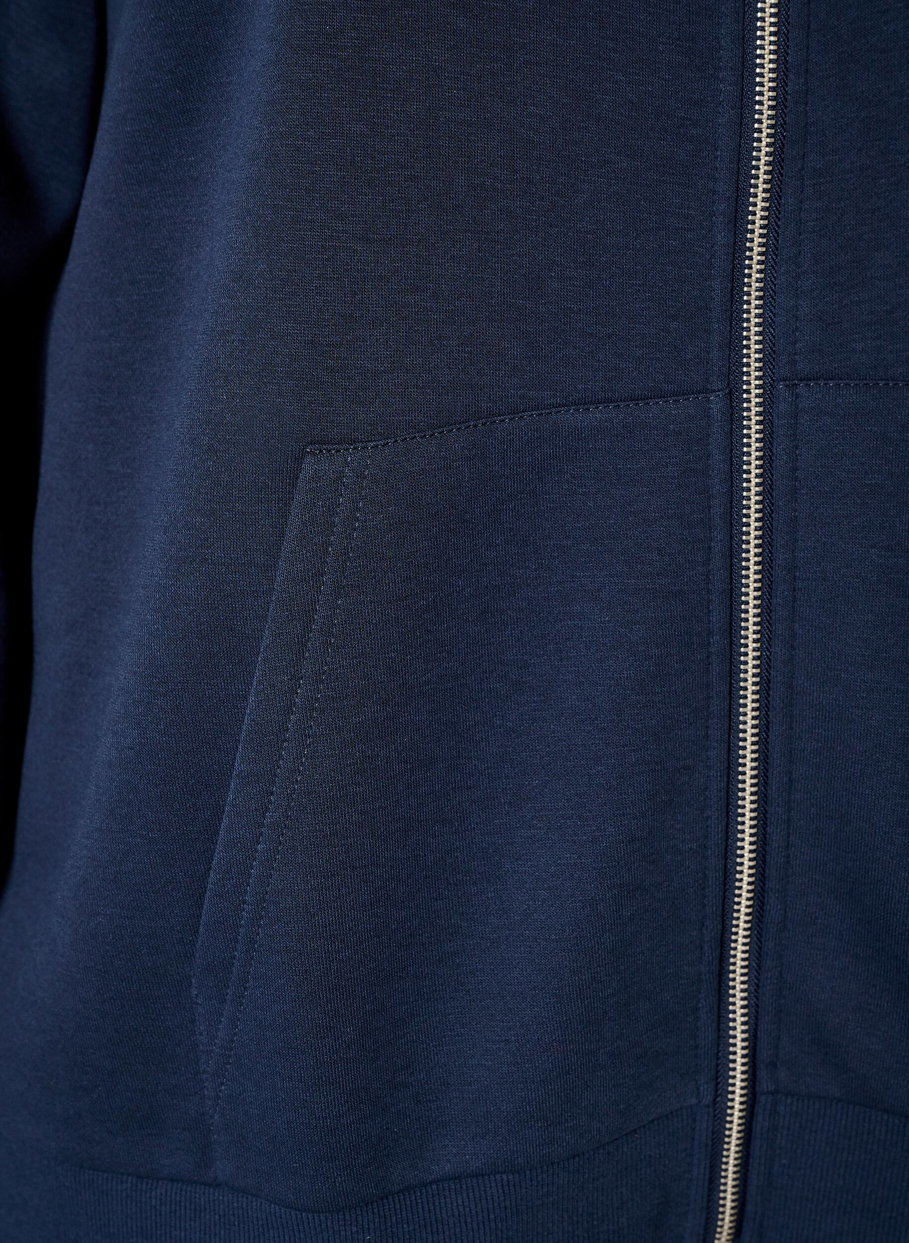ZizziSweatshirt met capuchon, ritssluiting en zakken, Blauw, Packshot image number 3