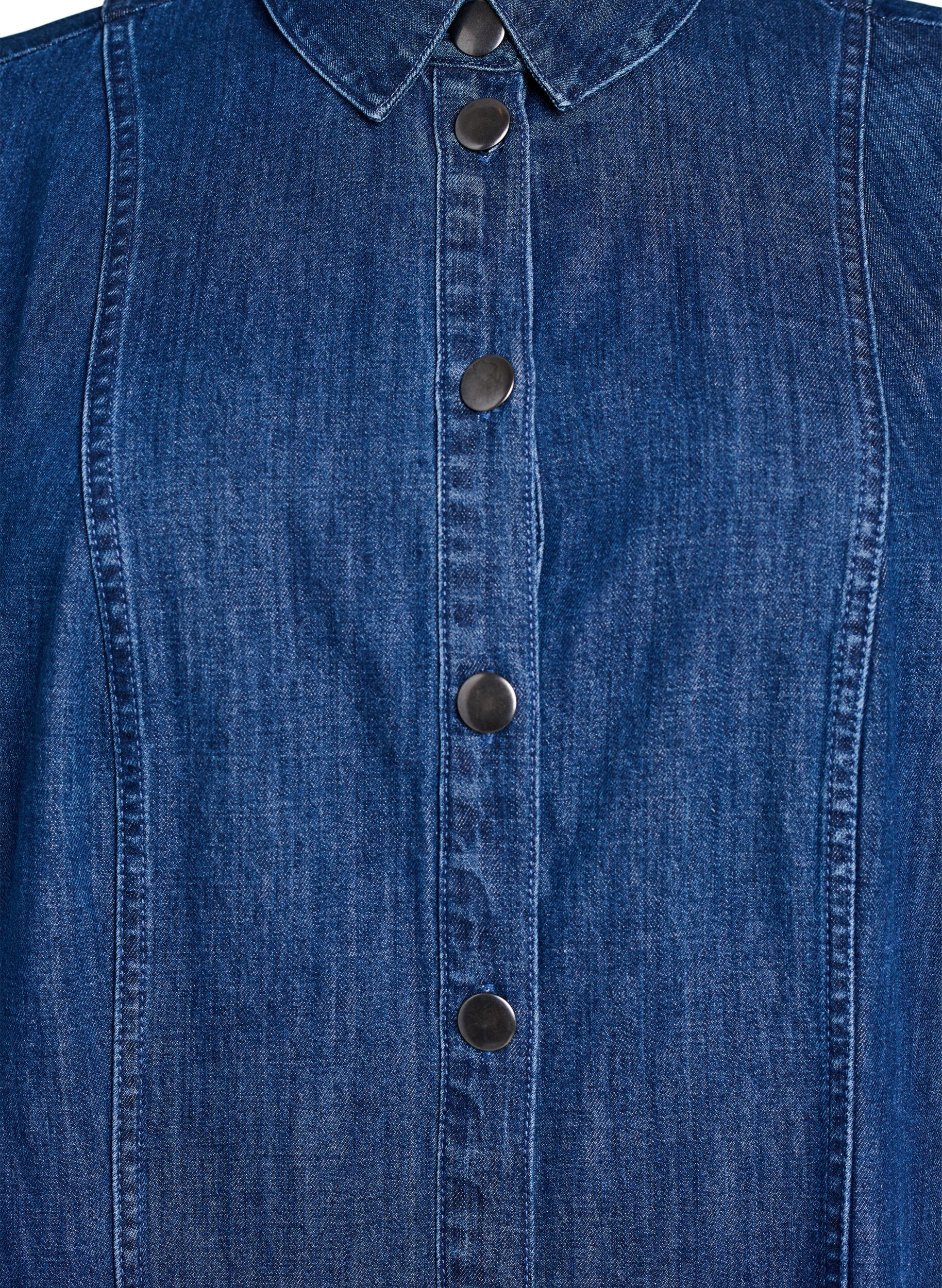 Zizzi Halflange denim overhemdjurk, Blauw, Packshot image number 2