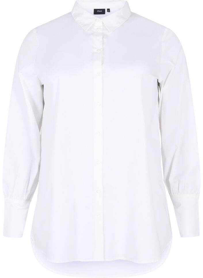 Lange katoenen shirt, Bright White, Packshot image number 0
