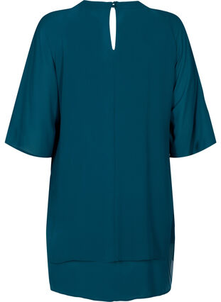 Chiffon blouse met 3/4 mouwen, Deep Teal, Packshot image number 1