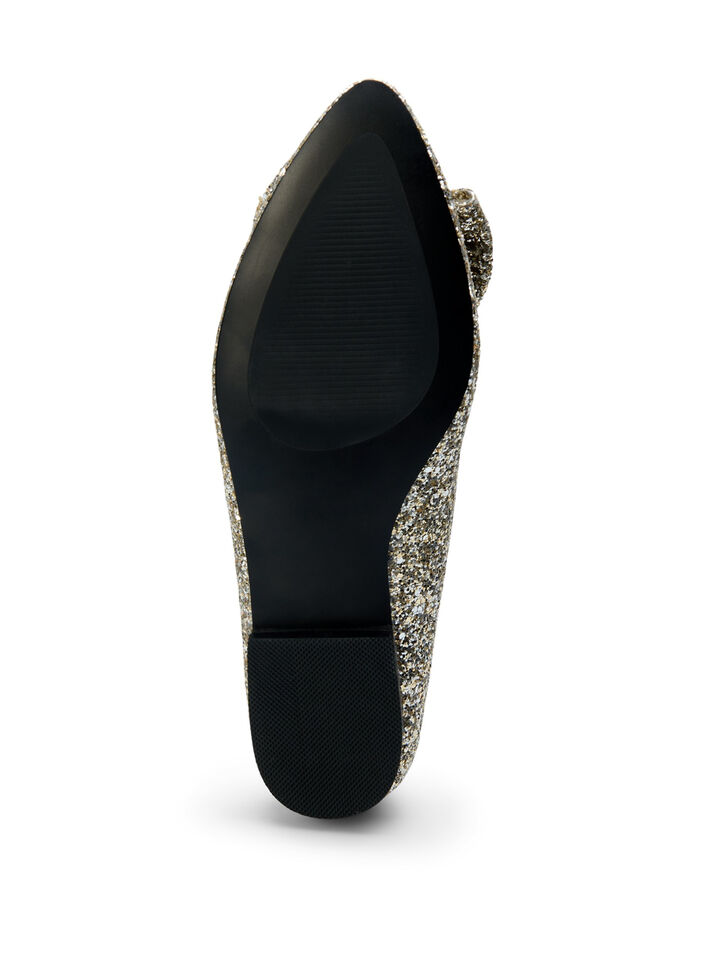 Wijde glitter ballerina met strik, Gold Glitter, Packshot image number 4