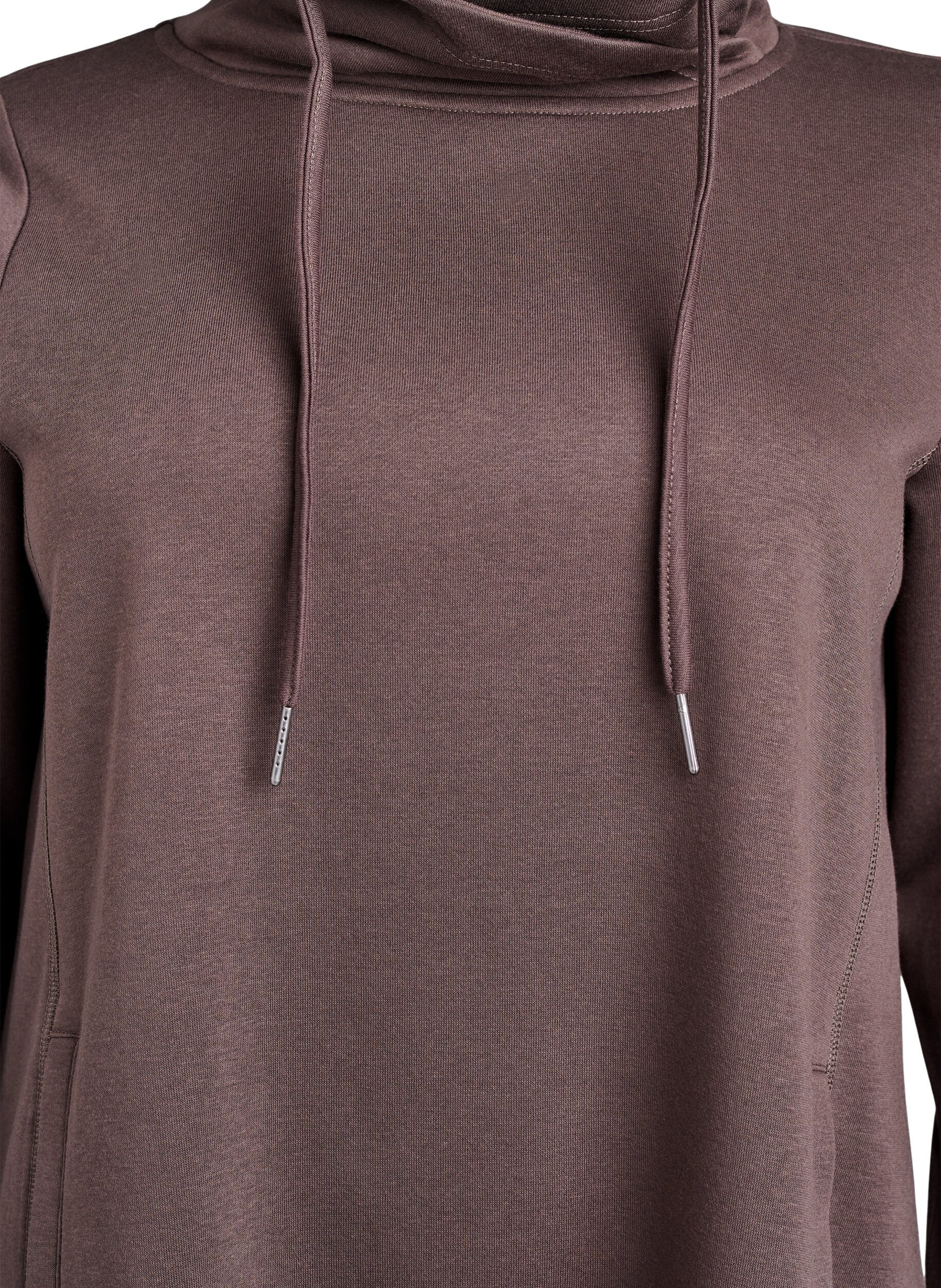 ZizziKort sweatshirt jurk met hoge kraag en zakken, Bruin, Packshot image number 2