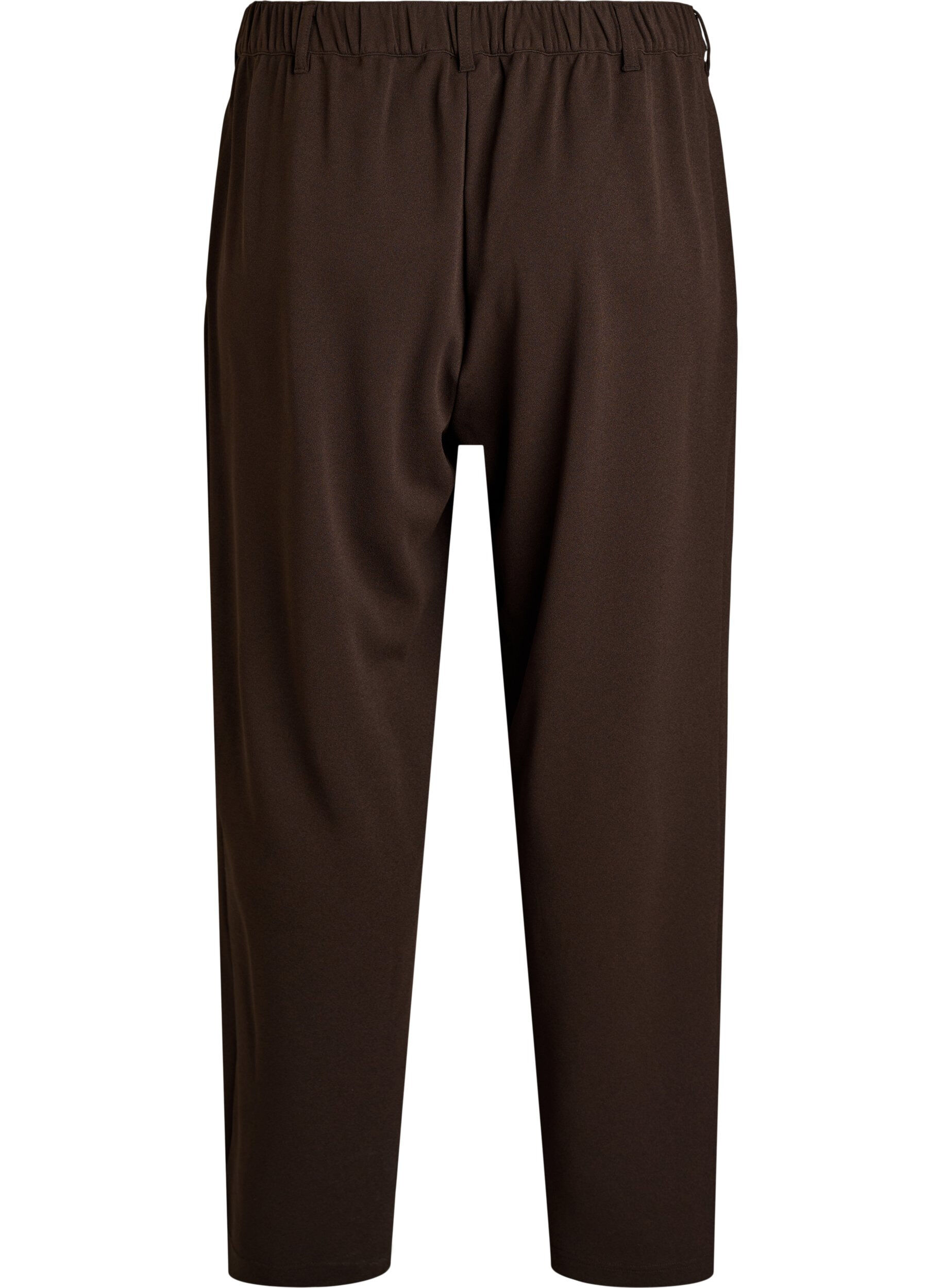 Zizzi High-waisted broek met riemdetail en gouden gesp, Bruin, Packshot image number 1