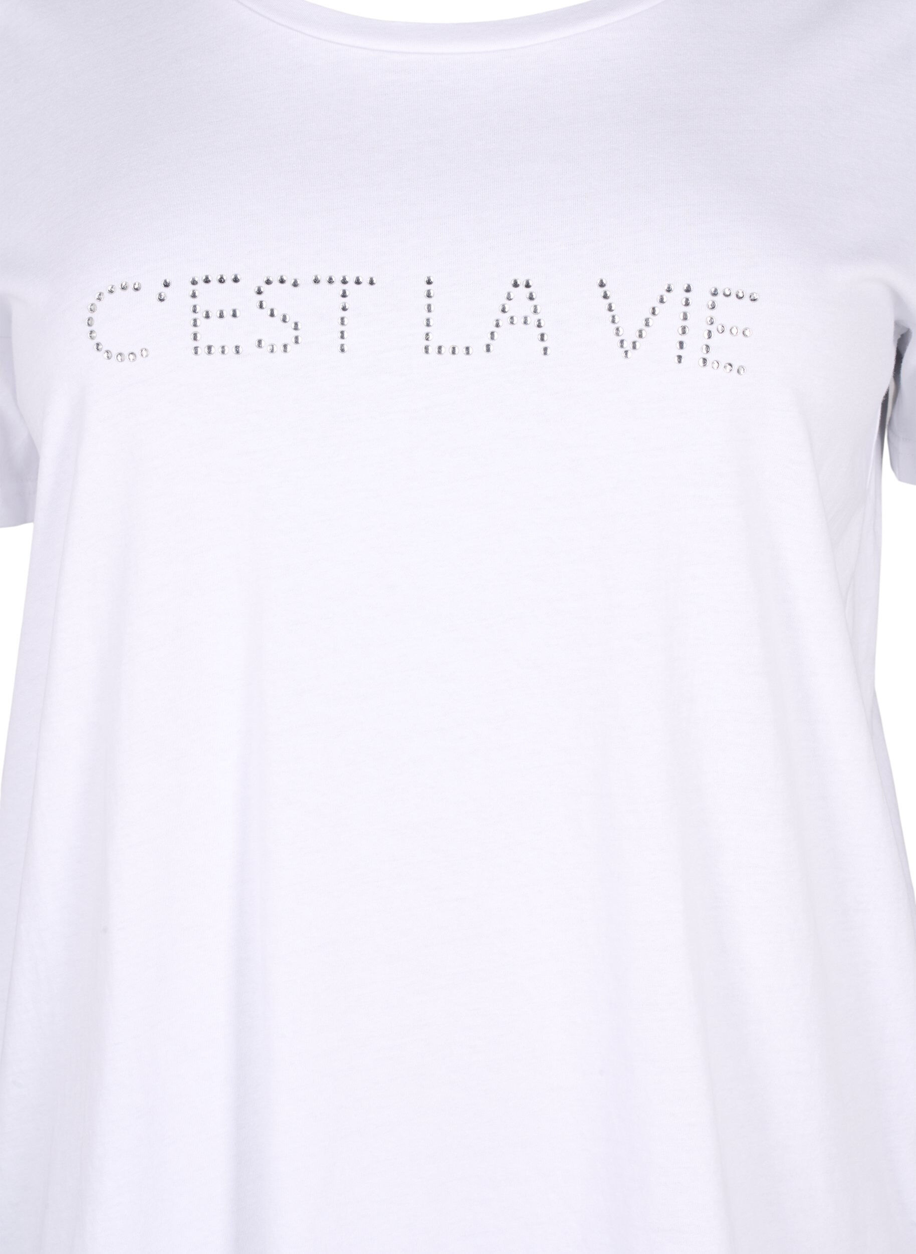 Zizzi T-shirt met stras, B.White W.Rhinestone, Packshot image number 2