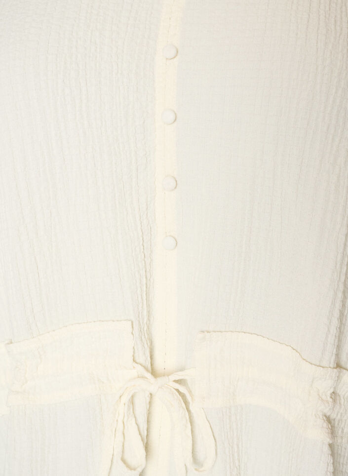Blouse met textuur en een strik in de taille, Vanille, Packshot image number 2