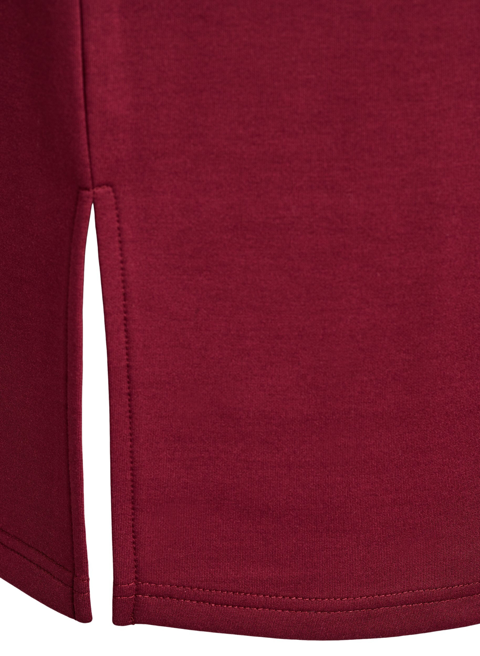 Zizzi Korte sweatshirt jurk met hoge kraag en ritssluiting., Donker Bordeaux, Packshot image number 3