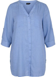 Lange blouse met 3/4 mouwen en v-hals, Ultramarine