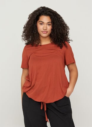 T-shirt met korte mouwen en verstelbare onderkant, Arabian Spice, Model image number 0