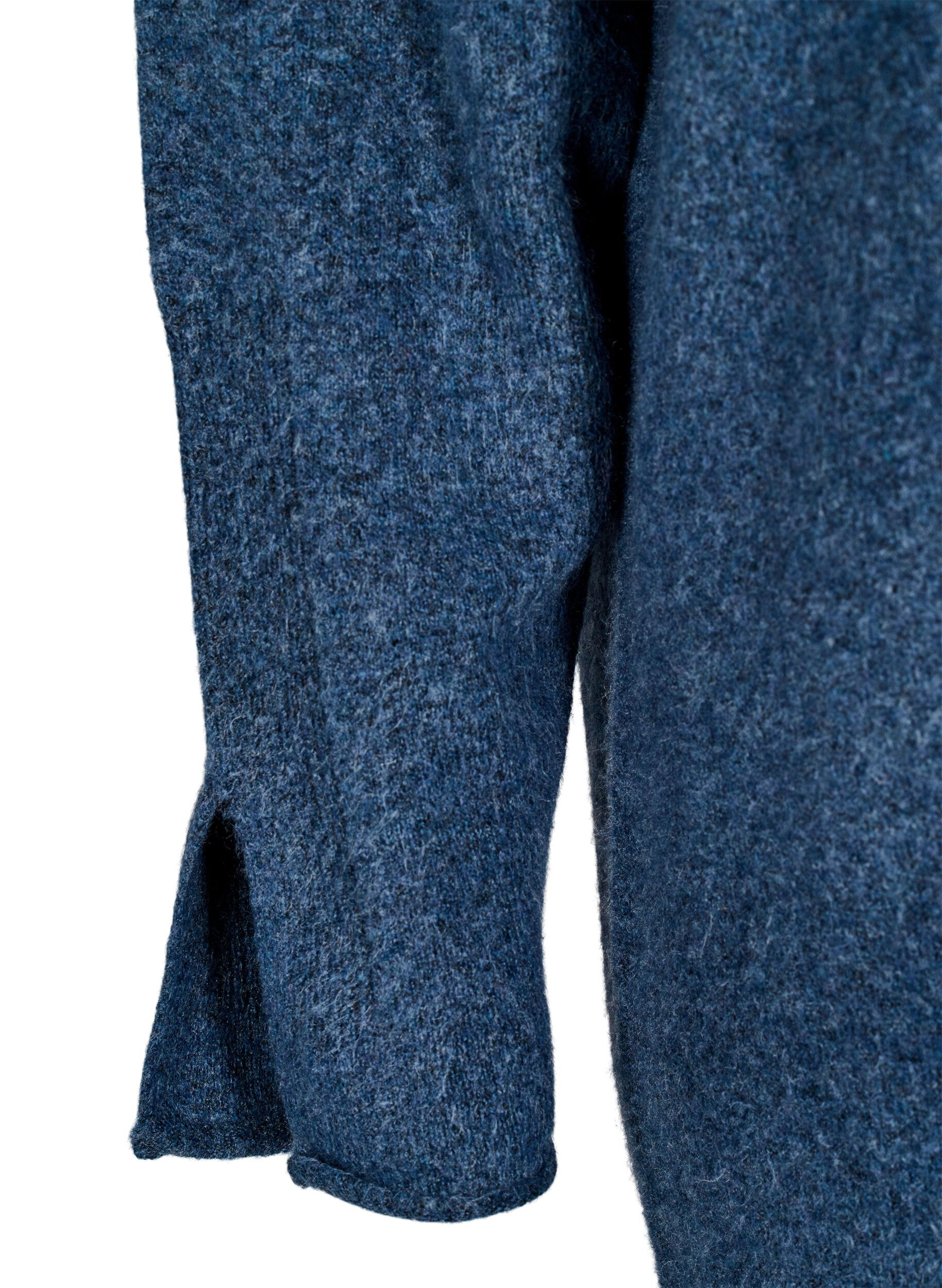 Zizzi Gebreide jurk met splitten, Bering Sea Mel., Packshot image number 3