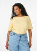 Geribde jersey blouse met korte mouwen, Geel, Model image number 0