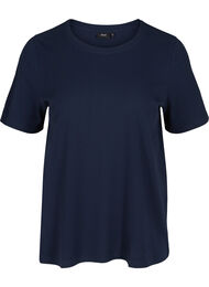T-shirt met korte mouwen in ribstof, Navy Blazer