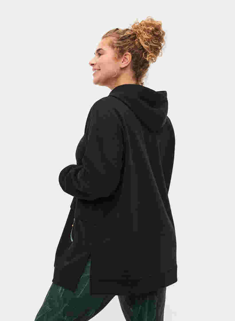 Sweatshirt met capuchon en zakken, Black, Model image number 1