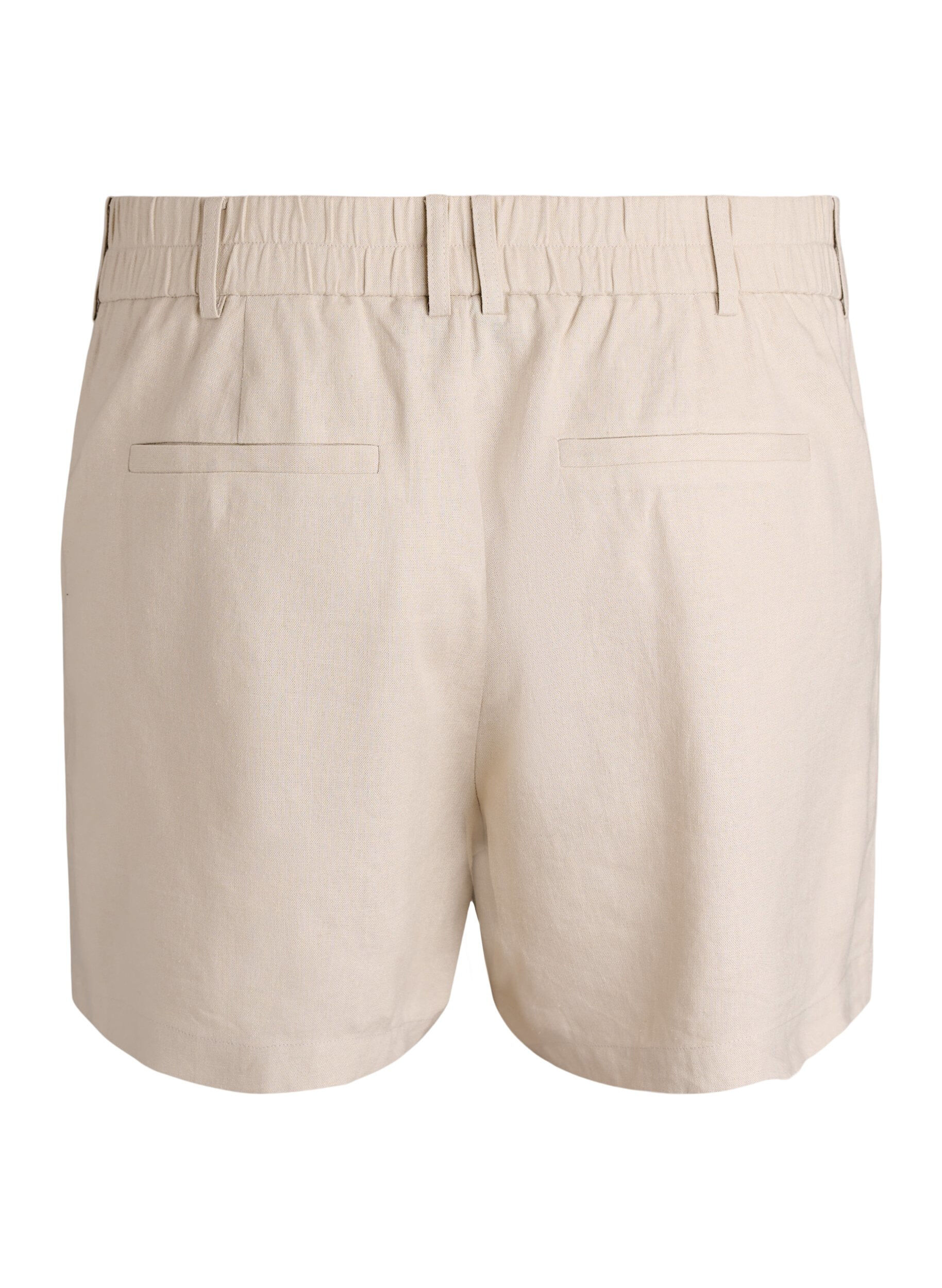 Zizzi Bermuda shorts met hoge taille in linnen en viscose, Beige, Packshot image number 1