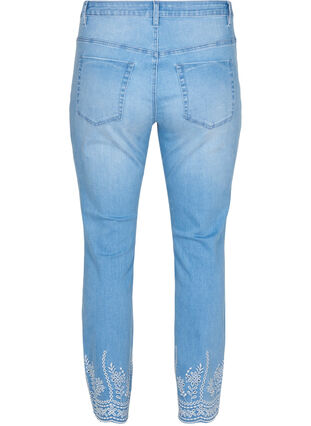 Cropped Emily jeans met borduursel, Light blue denim, Packshot image number 1