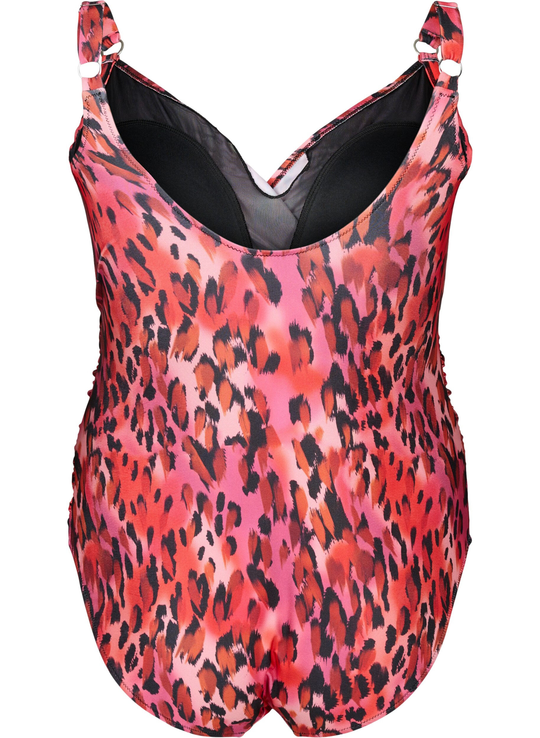 Zizzi Badpak met print en wikkeleffect, Red Leopard AOP, Packshot image number 1