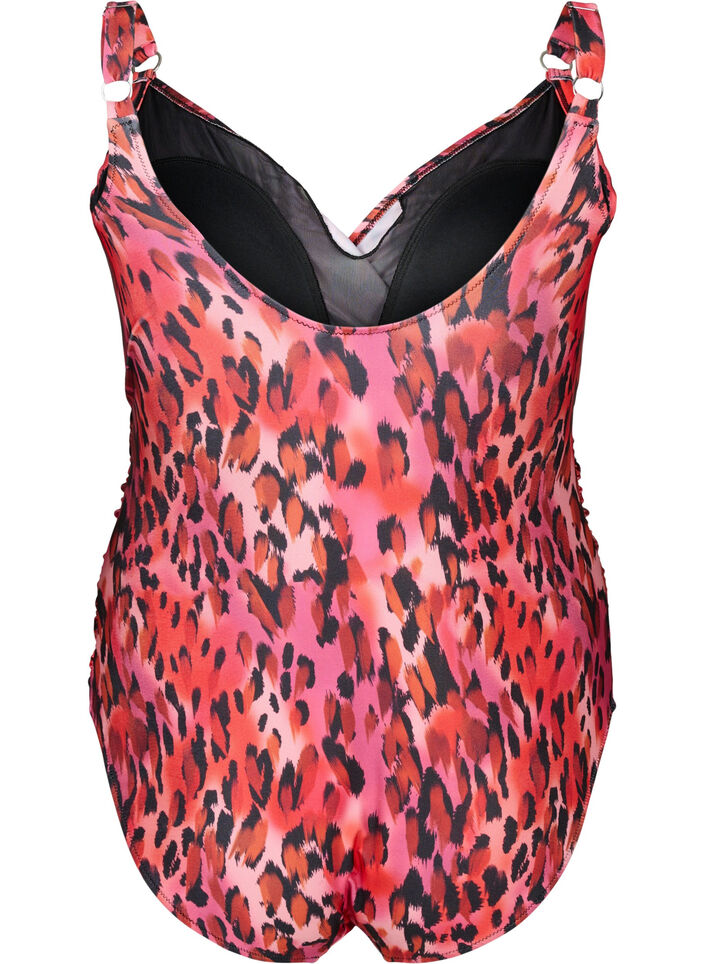 Badpak met print en wikkeleffect, Red Leopard AOP, Packshot image number 1